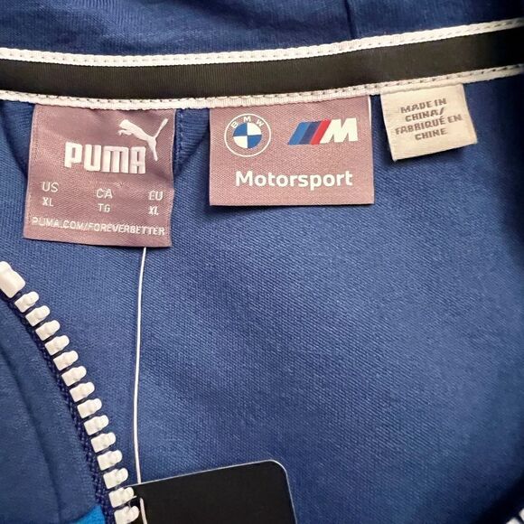 NWT Men's PUMA BMW‎ M Motorsports Zip Front Hoodie Jacket in Blue Red US Size XL - Picture 8 of 8